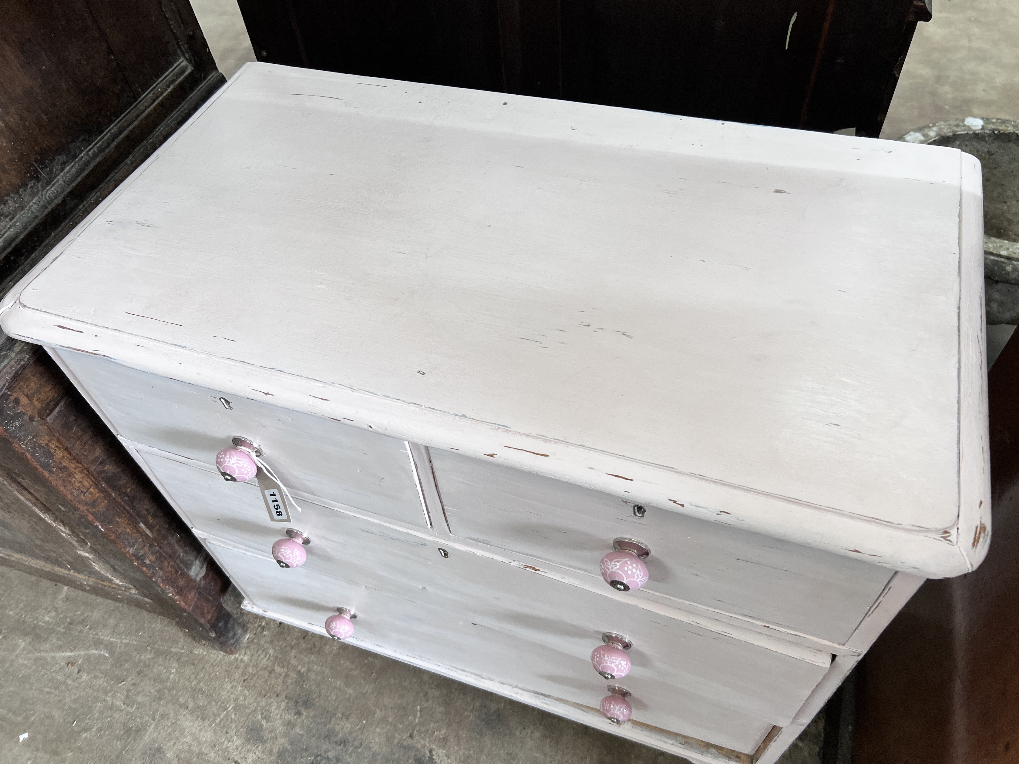 A small Victorian painted pine four drawer chest, width 81cm, depth 44cm, height 81cm